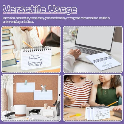 Tecmisse 200 PCS Index Cards, 3x5 Inches Spiral Bound Index Cards, Ruled Flashcards, White Notecards for Taking to Do List, School and Office Use (White)