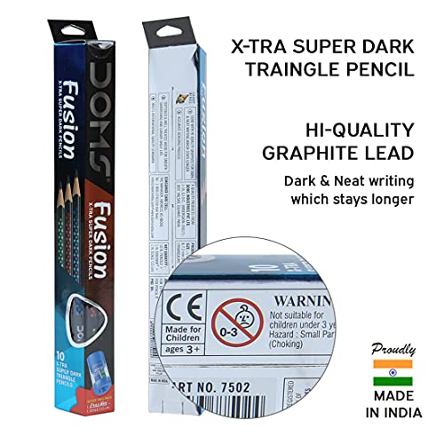 Doms Fusion Xtra Super Dark Pencil Box Pack | Dark & Neat Writing Which Stays Longer | Smooth Sharpning & With Soft & Comfortable Grip | Free Scale & Erasner Inside | Pack of 30 Pencils