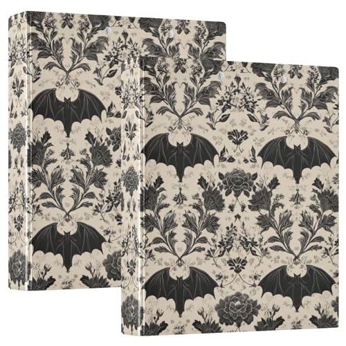 Gothic Bat Round Ring Binders Floral (6) 1.5 Inch 3 Ring Binder with Clipboard Holds 200 Sheets Office Home School - color: Multicolored 17