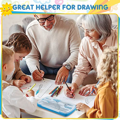 Teling 24 Sets Math Geometry Kit for Students 10 Pcs Compass Geometry Tools Set Includes Rulers Protractor Compass Eraser Pencil Sharpener Lead Refills Pencil