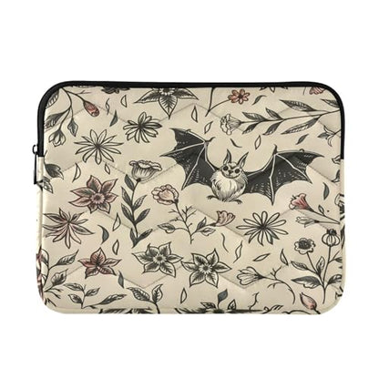 Cute 13 Inch Goth Bat Flowers Laptop Sleeve - Waterproof Computer Cover Bag for Women & Men - color: Goth Bat Flowers 01