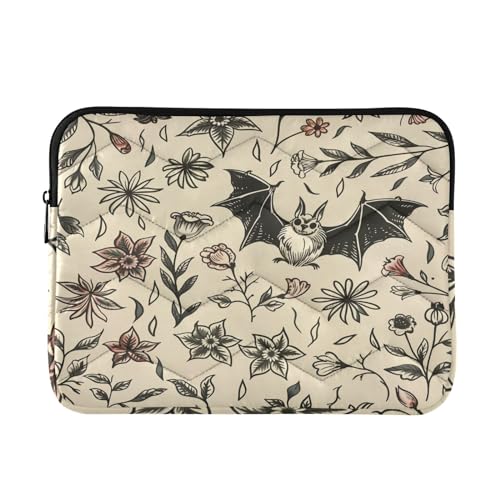 Cute 13 Inch Goth Bat Flowers Laptop Sleeve - Waterproof Computer Cover Bag for Women & Men - color: Goth Bat Flowers 01