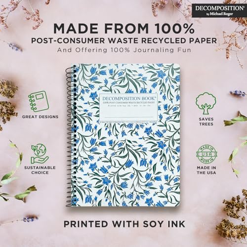 Decomposition Bluebells College Ruled Spiral Notebooks – 9.75 x 7.5 Journal with 160 Lined Pages – Notebooks for School Supplies, Home & Office – 100% Recycled Paper – Made in USA - color: Bluebells, style: Spiral-bound