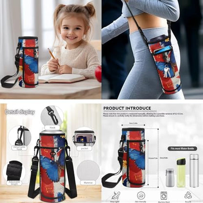 CLOHOMIN Butterfly Kids Bookbag and Lunch Box Set for Girls 5-8, 3 in 1 The Union Jack Backpack with Lunch Bag + Water Bottle Sleeve 17 Inch Schoolbag for Boys 4th Grade Insulated Lunch Tote - color: Butterfly the Union Jack