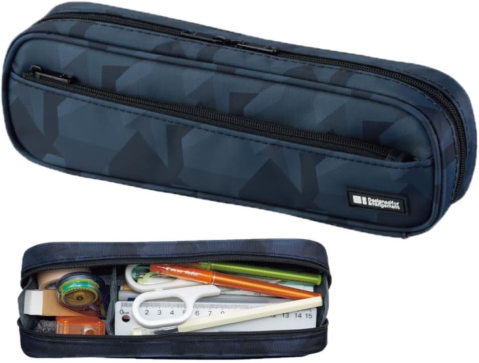 LIHIT LAB Large Capacity Zipper Long Pencil Case For School Office College, Big Capacity Pencil Bag Holder Adults Teen Boys Girls, Travel Cosmetics Storage, Black Camo (A7552-134) - color: Black Camo