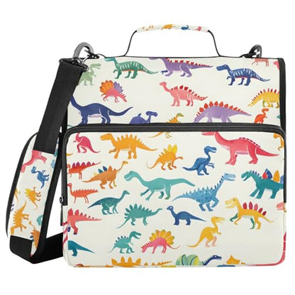 3 Ring Zipper Binder with Shoulder Strap Black Skulls Cats Gothic Style Binder Bag - color: Multicolored 02