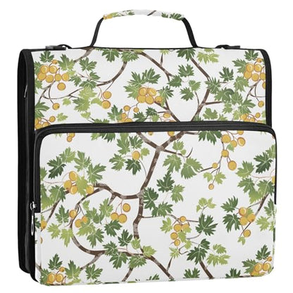 3 Ring Zipper Binder Green Leaves Tree Branch Binders Bag with Shoulder Strap 500 Sheets Paper Organizer Trapper Keeper Documents Storage File Folder for School Office - color: A851
