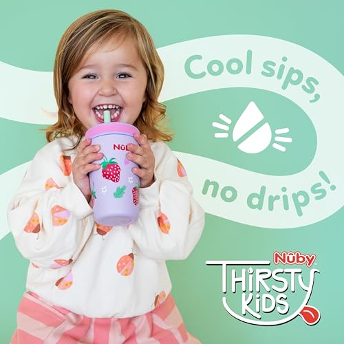 Nuby Thirsty Kids Insulated Toddler Cup with Silicone Flexstraw - 12 oz - Stainless Steel and Leak-Resistant - 18+ Months - Dinosaurs - color: Dinosaurs
