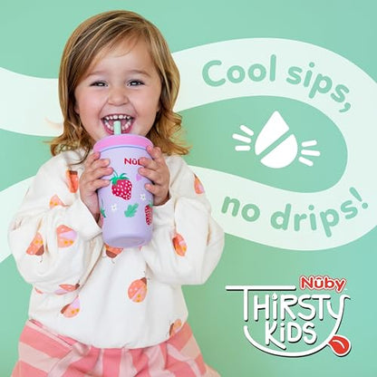 Nuby Thirsty Kids Insulated Toddler Cup with Silicone Flexstraw - 12 oz - Stainless Steel and Leak-Resistant - 18+ Months - Dinosaurs - color: Dinosaurs