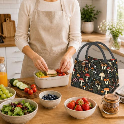 Mushroom Insulated Lunch Bag,Cute Wildflower Leaf Lunch Box for Women,Girls Boys Thermal Insulation Cooler Tote Bag Lightweight for Student School Work Picnic - color: Mushroom