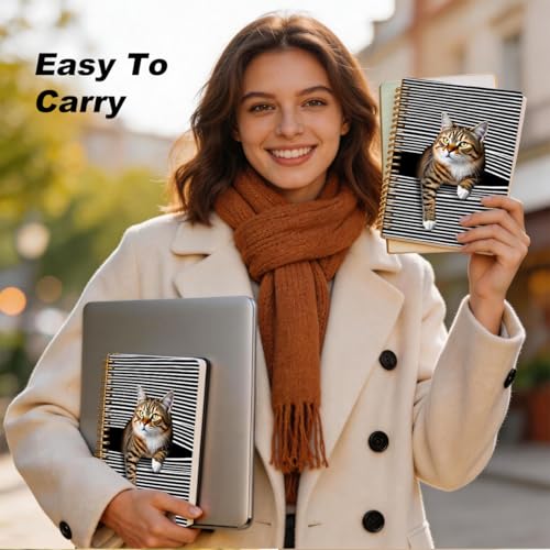 2 Pcs Cat Gifts A5 Spiral Notebook, Funny Cats Journal Notebook 160 Pages | Cute Cats College Ruled Spiral Notebooks, Hardcover Journals for Writing Office, Cat Lover Gifts for Women Friends - color: Multicolour 0036