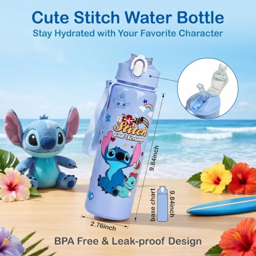 Cartoon Huntrix Water Bottle for Girls, 25oz Leak Proof with Straw Lid, Gifts for Girls (Stitch) - color: Stitch