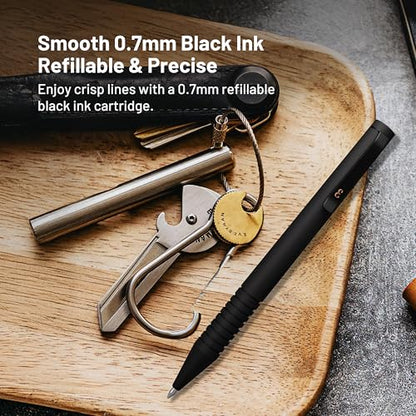 Everyman Black Super Matte Mini Twist Gel Pen | Compact Refillable 0.7mm Gel Pen with Twist Mechanism | Durable Metal EDC Writing Tool for Travel, Office, Work & Gifting - color: Black, style: Mini Twist
