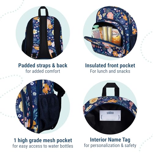 Wildkin 12 Inch Toddler Backpack for Kids, Floral Bloom | Ages 3-7, lightweight toddler backpack for daycare, preschool, and travel - color: Wildflower Bloom