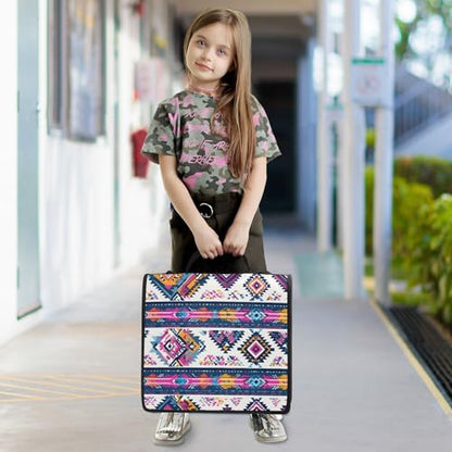 3 Ring Zipper Binder with Shoulder Strap Purple Ethic Aztec Geometric 1.5 inch Binders Keeper Large Capacity Multi Pockets for School Office Supplies - color: Multi143, size: Fit 500 Sheets