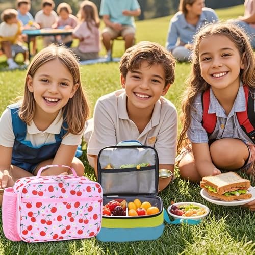 RHCPFOVR Kids Lunch Bag - Insulated Lunch Box for Boys Girls,Washable Lunch Bag and Reusable Toddler Leak-proof Lunchbox for School and Daycare - color: Pink Cherry