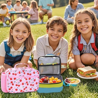RHCPFOVR Kids Lunch Bag - Insulated Lunch Box for Boys Girls,Washable Lunch Bag and Reusable Toddler Leak-proof Lunchbox for School and Daycare - color: Pink Cherry
