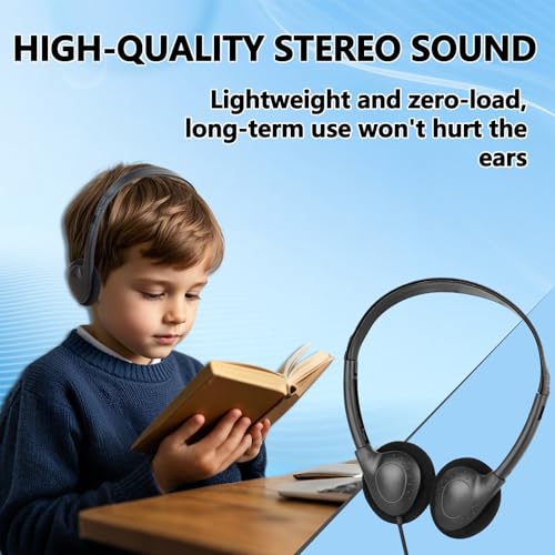 USB C Kids Headphones Bulk 25 Pack for School Classroom,Wired | On-Ear USB Type C Headphones for Boys Girls Students Tablet Travel Computer Smartphones Testing (Black)