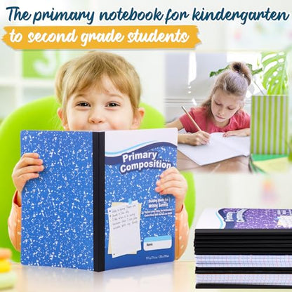 Watersay 60 Pack Primary Ruled Composition Notebook, Grade K-2 Journal 50 Sheets, 7-1/2" x 9-3/4" Primary Composition Book Writing Notebook for Kids Kindergarten Preschool 1st 2nd Grad (Multicolor) - color: Multicolor