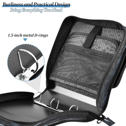 3 Ring Zipper Binder Black White Dragon Binders Bag with Shoulder Strap 500 Sheets Paper Organizer Trapper Keeper Documents Storage File Folder for School Office - color: A435