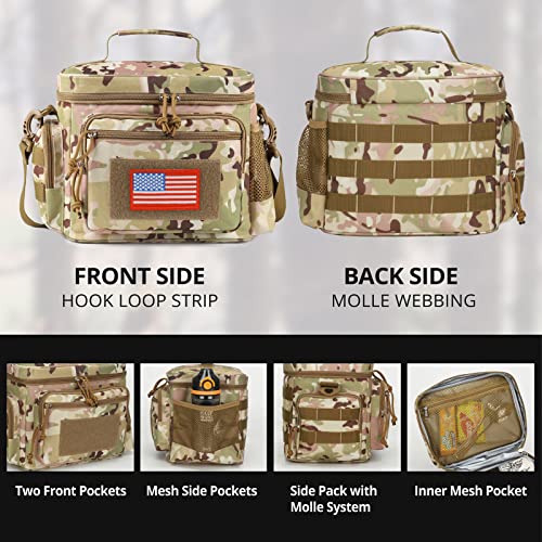 ATRIPACK Lunch Box for Men, Tactical Lunch Bag MOLLE Webbing Leakproof Insulated Large Lunch Cooler Women Adult Meal with Adjustable Shoulder Strap Durable Lunch Pail (Camo-Brown) - color: Camo-Brown, size: Medium