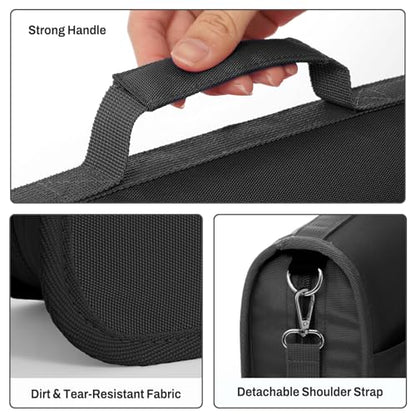 SUNEE Zipper Binder 3 Ring, 3 Inch O-Ring with Handle and Shoulder Strap, 600-Sheet Capacity, 5-Tab Expanding File Folder, Multi-Pockets for Middle School Organizer Binder with Zipper, Black - color: Black