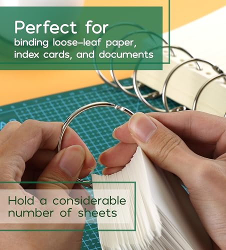 Mr. Pen- Loose Leaf Binder Ring, 60 Pack, 4 Sizes (1", 1.25", 1.5", 2") | Metal Loose Leaf Binder Book Rings for Books and Index Cards, Scrapbook, Keychains, School, Home, Office, Silver - color: Silver, size: 1", 1.25", 1.5", 2", 60 Pack