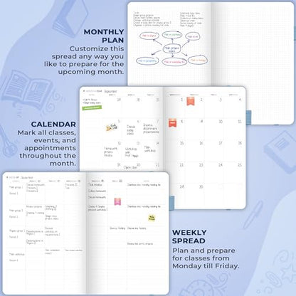 Clever Fox Teacher Planner, School & Homeschool Book, A4 Size Periwinkle | Undated, 8.5x11, lay-flat binding, heavy-duty hardcover, teacher lesson weekly & daily planner, homeschool supplies - color: Periwinkle, size: A4 (8.5" x 11")