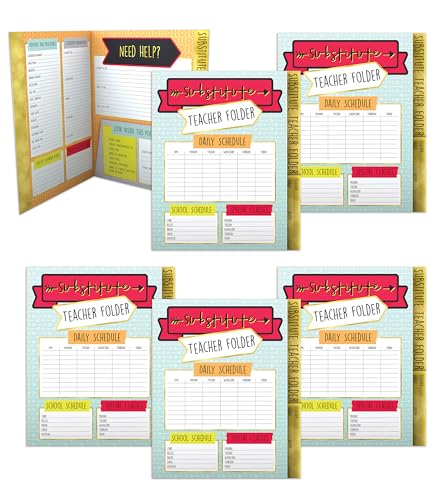 Carson Dellosa 6-Pack Substitute Teacher Folder, Schedules | Routines, Procedures, Classroom Management, Contact Information, and More With Pockets, Desk Organizer School Supplies - size: 6 Pack