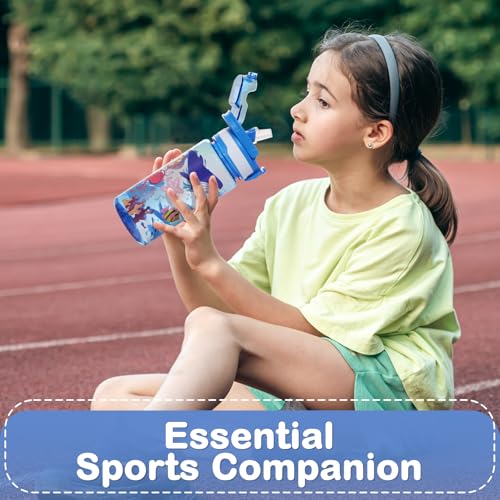 Kids Water Bottle for School, 20 Oz Plastic Straw Water Bottle with Silicone Spout and Leakproof Cover, Dishwasher Safe (Marine Animals) - color: Marine Animals, size: 20 Ounces