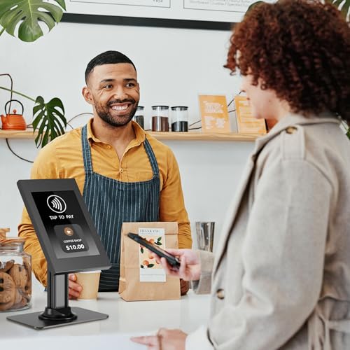 Mount-It! iPad Kiosk Stand, Anti-Theft Locking Countertop Enclosure & 360° Rotating Base, Retail POS & Check-in Stand for iPad Pro, iPad Air & Gen 7–11 (A16), Black - color: Black