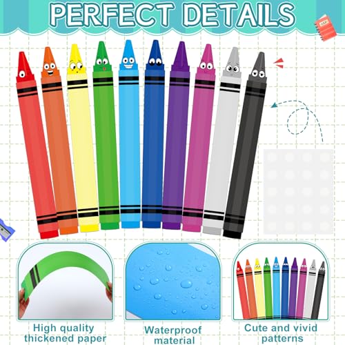 Mooliwe 40 Pcs Jumbo Crayon Bulletin Board Cutouts Set, 35 Inch Large Cardboard Crayons Cutout Posters for Classroom Bulletin Board Door Window Back to School Decorations