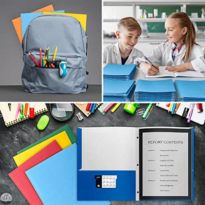 FILE-EZ Two-Pocket Folders with 3-Prong Fasteners, Blue Color, 25-Pack, Durable Textured Paper, Matte Finish, Letter Sheet Size (EZ-92523) - color: Blue