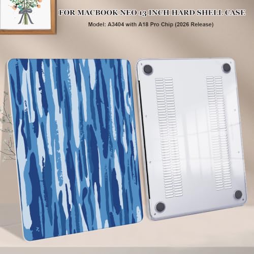 for MacBook Neo 13 inch Case 2026 Release A3404 Cover, Ultra-Thin Printed Pattern Plastic Hard Shell Case Protective Case for Mac Neo 13 with Apple A18 Pro Chip, Abstract Blue Camouflage - color: Abstract Blue Camouflage