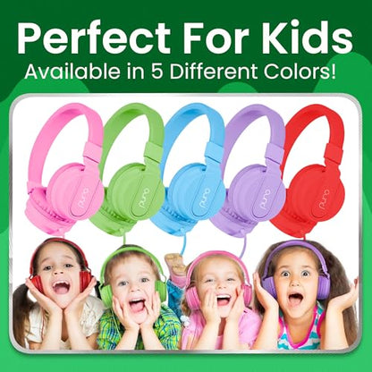 Puro Sound Labs Kids Wired Headphones – Volume-Limiting & Adjustable, Safer & Comfortable Headphones for Kids – Compatible with PCs, Smartphones & Tablets, Ideal for School & Travel – PuroBasic, Green - color: Green