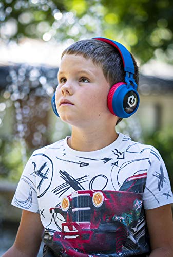 PowerLocus Kids Headphones Wireless, Bluetooth Headphones for Kids Over Ear, LED Lights, 85dB Safe Volume Limit, Foldable, Micro SD Mode, Built-in and Line-in Microphone for Phones,Tablets,Laptop - color: N-Red
