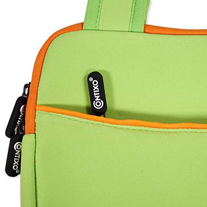 Contixo 7" Tablet Sleeve Bag - Compatible with Contixo V8/V9 Kids Tablets - Shockproof & Water-Resistant Protective Case with Accessory Pocket - Green - color: Green