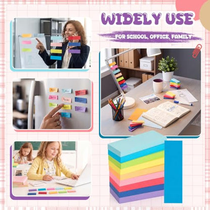 Zubebe 200 Pads 0.5 x 1.8 Inch Sticky Notes Bulk, Bright Colors Notepads Self Stick Note Square Memo Sticky for Office Back to School, 45 Sheets/pad - size: 0.5 x 1.8 Inch