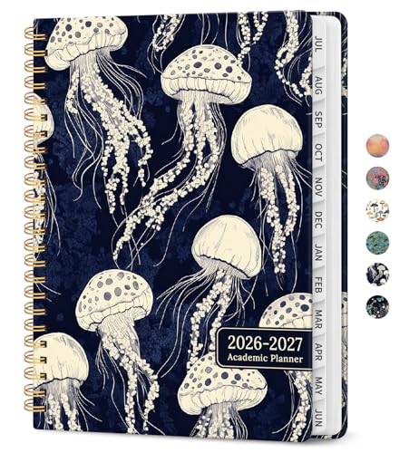 Planner 2026-2027, Academic Year Weekly and Monthly Calender Planner, from Jul 2026 - Jun 2027, Spiral Bound School Planning Book, Perfect for Teacher, Student, Women & Men, A5 (6.3" x 8.5"), Midnight Jellyfish - color: G-Midnight Jellyfish, size: (6.3"x8