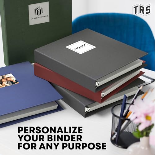 Customizable 1-Inch 3-Ring Binder with Linen Cover & Insertable Window – Ideal for Photos, Portfolios, Recipes, and Presentations – Durable, Eco-Friendly – Made in the USA (Dark Gray Linen) - color: Slate Grey