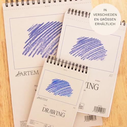 Hartem - A3 Sketch Book, Top Spiral Bound Sketch Pad, 100 Sheets, 60lb/90gsm Acid-Free Drawing Paper, Art Suppiles for Kids & Adults, Beginners & Professional Artists - size: A3 (11.7 × 16.5 in)
