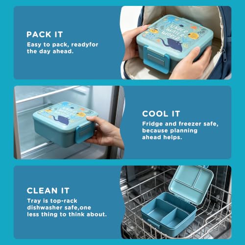 JXXM Bento Lunch Box for Kids with 8oz Soup Thermo,Leak-Proof Lunch Containers with 5 Compartment,Thermo Food Jar Food Containers for School (Blue-Octopus) - color: Blue Octopus