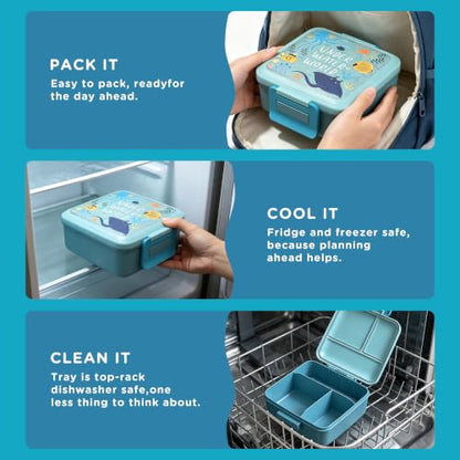 JXXM Bento Lunch Box for Kids with 8oz Soup Thermo,Leak-Proof Lunch Containers with 5 Compartment,Thermo Food Jar Food Containers for School (Blue-Octopus) - color: Blue Octopus