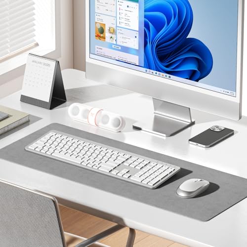 seenda Wireless Keyboard and Mouse Combo, Rechargeable Quiet Keyboard Mouse, Sleek and Ultra Thin Design, Full-Size with Number Pad for Windows, Laptop, PC, Notebook, Desktop- Silver and White - color: White and Silver
