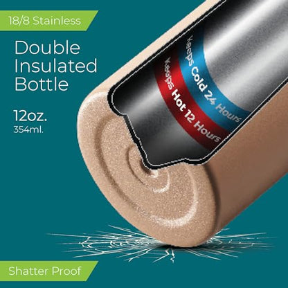SIPX™ 12 oz Insulated Water Bottle with Straw Lid – Leakproof Stainless Steel, BPA-Free, Easy to Carry – Perfect for School, Camp, Sports & Travel – Peach - color: Peach