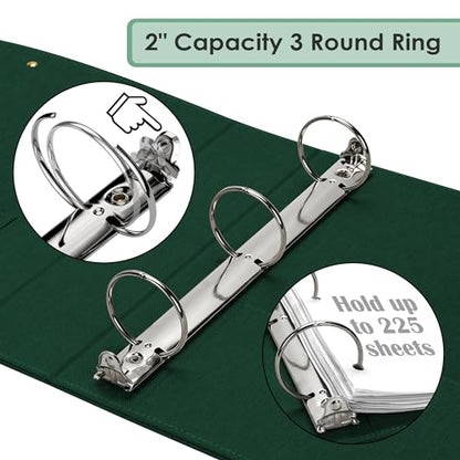 EYROZILL 3 Ring Binder 2 Inch, Binder for Letter Size (11" x 8.5") with 5 Tab Dividers, File Folder Labels and Low Profile Clipboards, Blackish Green - color: Blackish Green, size: ‎Letter Size - 2 Inch