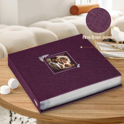 Lanpn Scrapbook Photo Album 12x12, Linen Window Design Cover Top Load 3 Ring Folder Binder Photobook Photo Book 12 x 12 inch with 30 Plastic Sleeves 60 Pages Purple - color: Purple, size: 12x12"