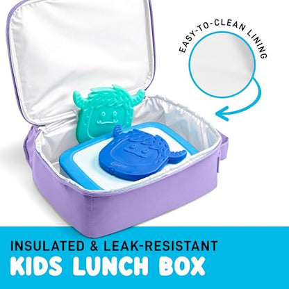 Fit & Fresh Lunch Box For Kids, Boys & Girls, School, Camp, Insulated Bag With Shoe Charm Slots For Personalization, Holographic Purple - color: Holographic Purple