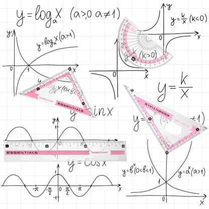 Compass Geometry Tool Protractor and Compass Set 8 Pcs Geometry Set Drawing Compass Geometry Compass and Protractor Set Math Compass with Shatterproof Storage Box for Class Supplies and School Pink