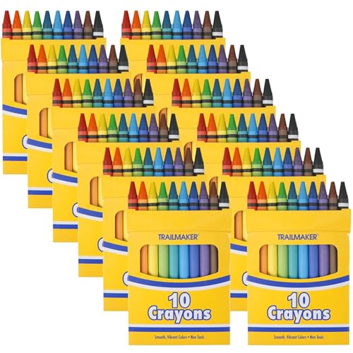 Trail maker (12 Pack Bright Wax Coloring Crayons in Bulk, Wholesale Packaging - 10 Per Box, 120 Crayons total - color: Multicolor (12 Pack)